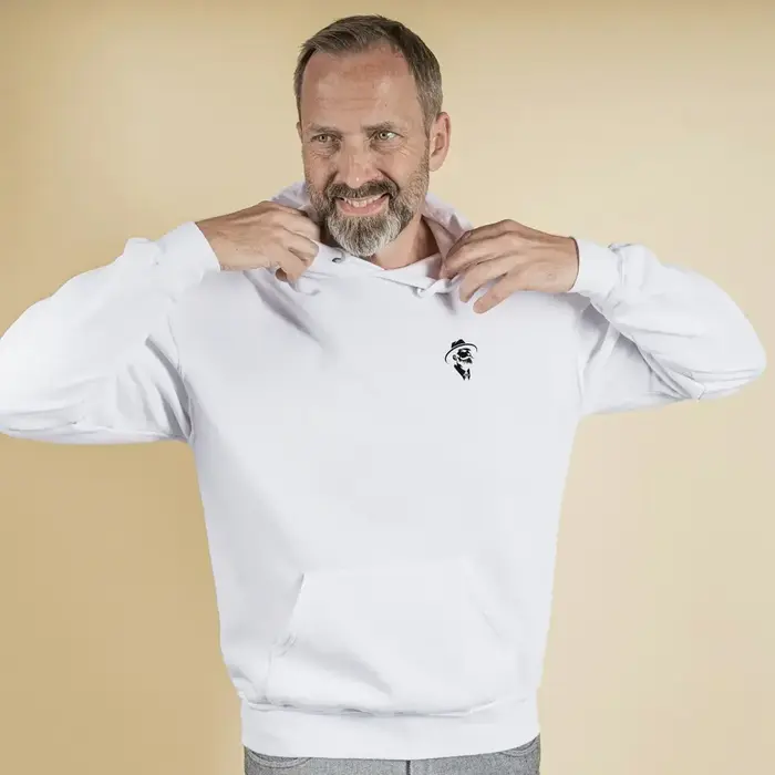 Weißer Hoodie mit Frontlogo